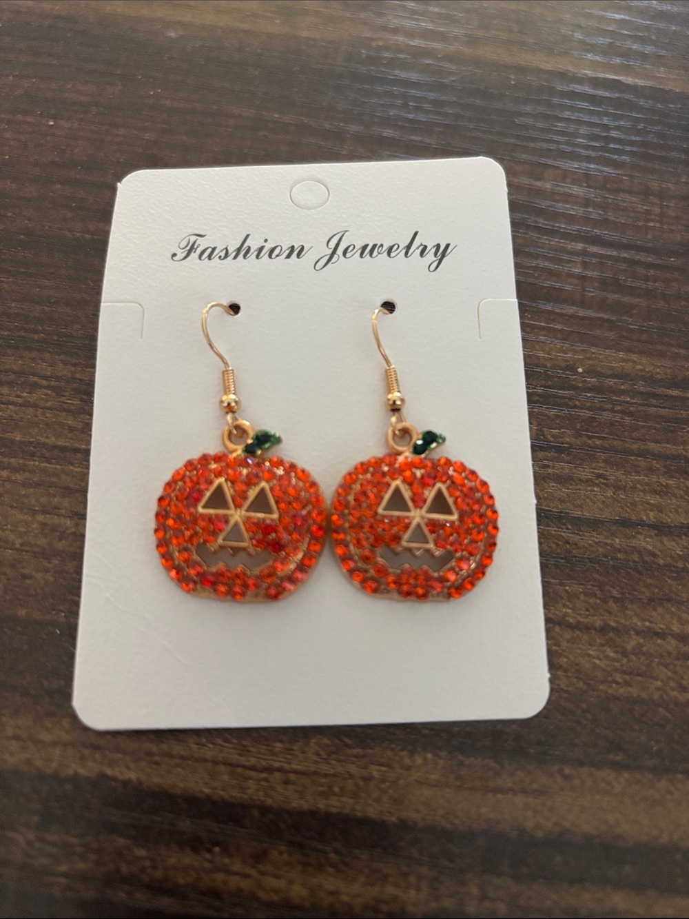 Fashion Jewelry Orange Pumpkin Crystal Drop Earrings